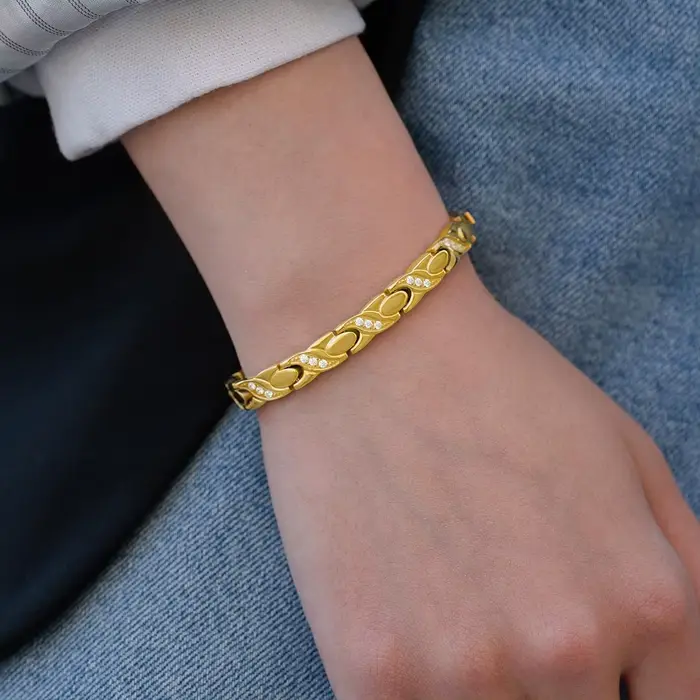 ARADOO luxe zircone cristaux titane acier Bracelet