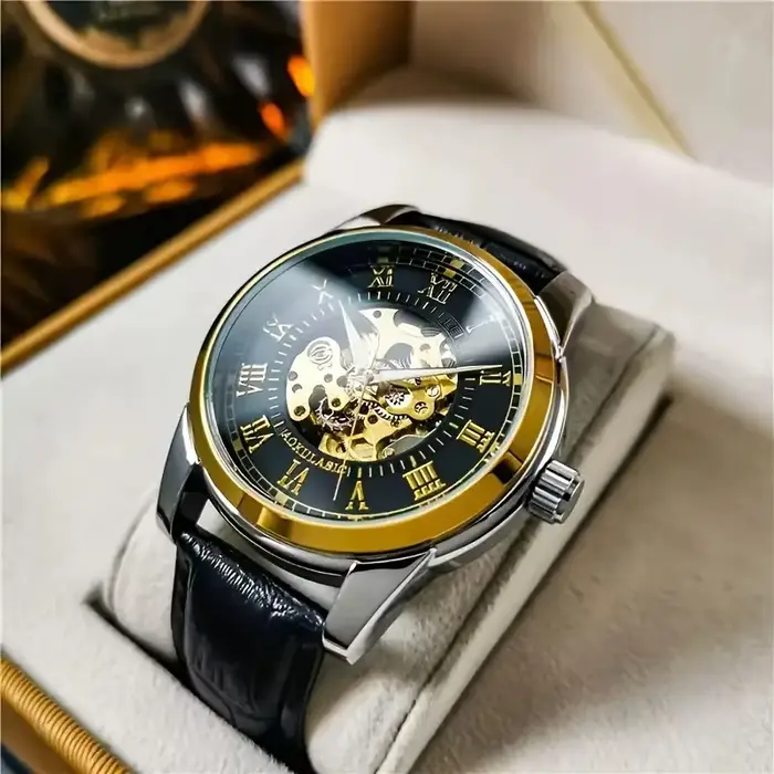 Montre mécanique automatique pour homme élégante et stylée avec remontage automatique et résistance à l'eau pour occasions professionnelles et décontractées