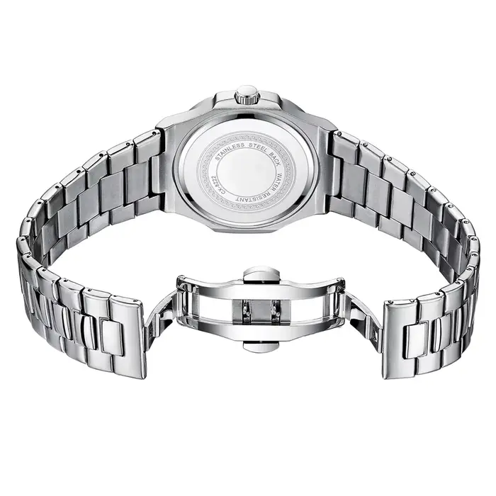 CHENXI 8222 montre à Quartz pour femme cadran rayé rose avec calendrier lumineux bracelet en acier inoxydable montre-bracelet pour fille cadeau
