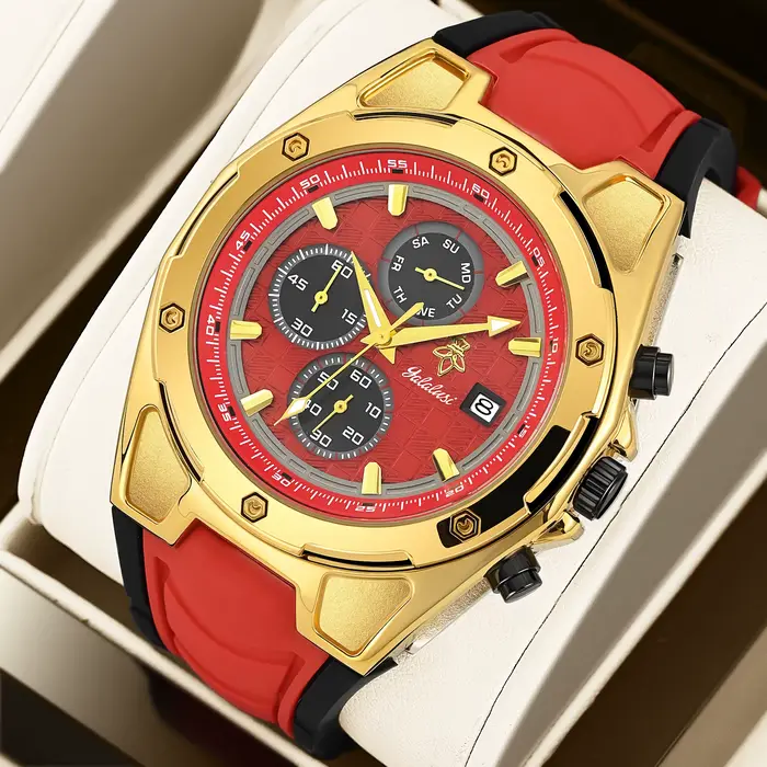 Montre pour homme Yalalusi avec bracelet en caoutchouc résistant à l'eau, élégante et polyvalente pour homme, parfait pour diverses occasions et styles