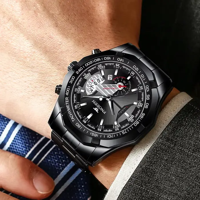 FNGEEN hommes montres à Quartz Concept de mode cadran décoratif décontracté militaire sport montre-bracelet étanche