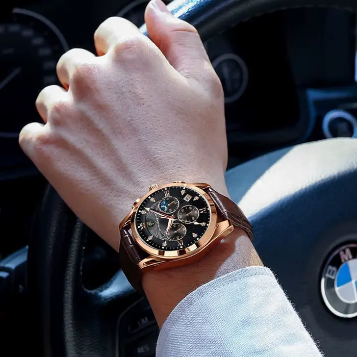 POEDAGAR hommes montre nouvelle marque de luxe étanche lumineux Sport montre-bracelet Quartz militaire en cuir véritable Relogio Masculino