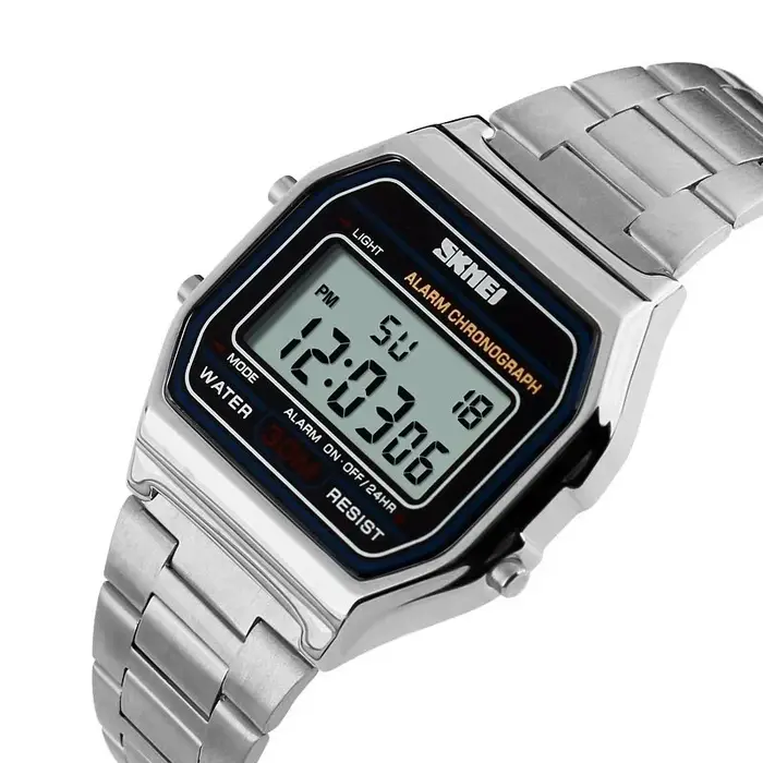 Skmei 3Bar montre numérique étanche Reloj Hombre pour Sport décontracté 1123 mode hommes bracelet en acier inoxydable