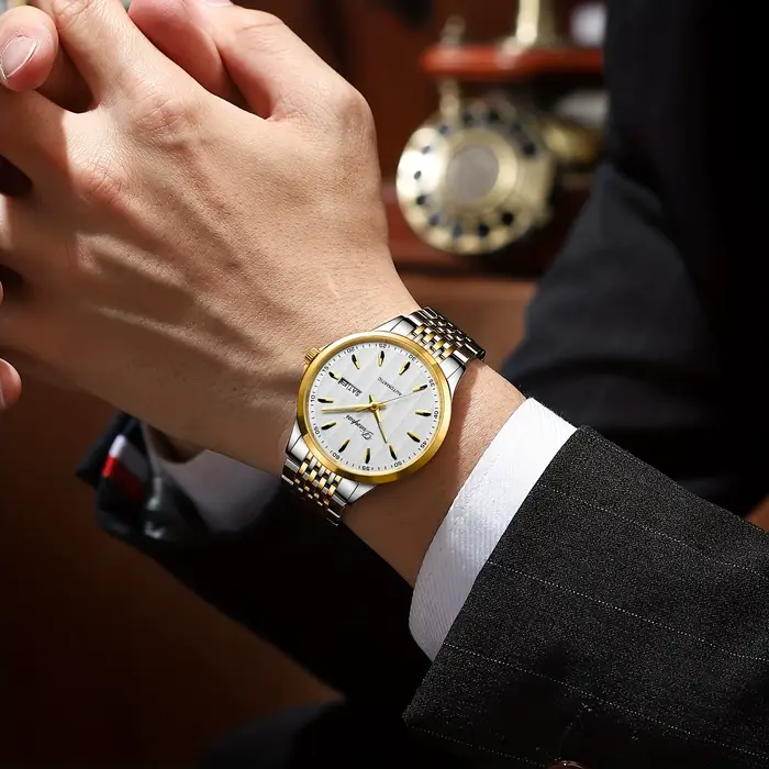 Dianpai montre mécanique entièrement automatique pour hommes double calendrier