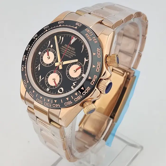 Montre OUMASHI en acier inoxydable avec chronographe résistante à l'eau pour hommes occassions spéciales