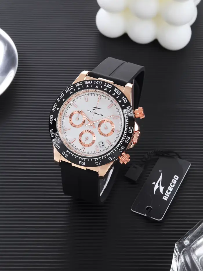 Ricecgo Montre pour homme haut de gamme à trois yeux et six broches