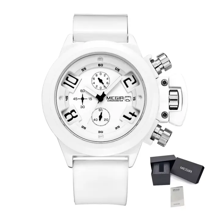 MEGIR Sport de plein air hommes montres chronographe étanche horloge grand cadran Quartz militaire m