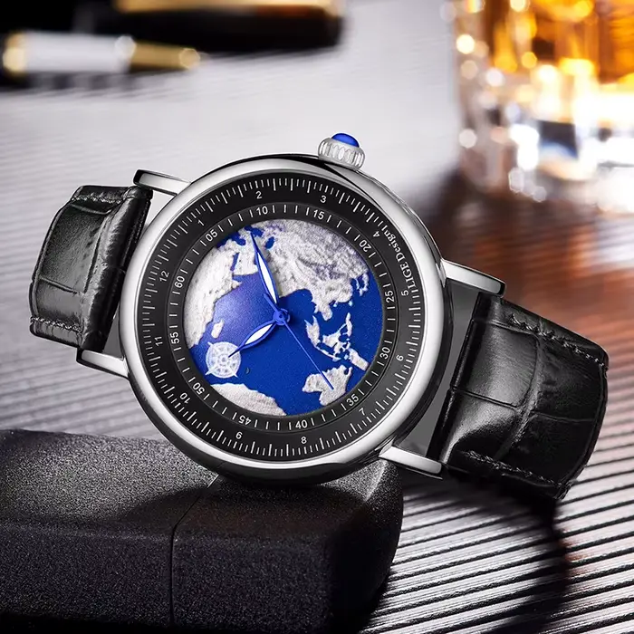 Montre à Quartz Tendance Homme Résistante à L'eau Avec Bracelet en Cuir Occasions Spéciales