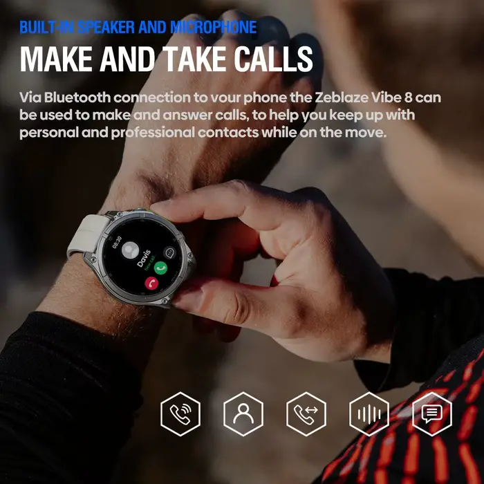 Nouveau 2025 Zeblaze VIBE 8 appels vocaux 1.43 "AMOLED affichage montre intelligente lampe de poche intégrée fréquence