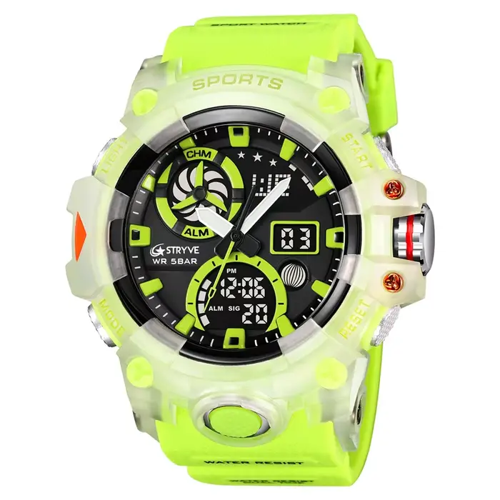 Montres sportives pour hommes STRYVE 2026 à double fuseau horaire montre numérique résistante à l'eau et aux chocs pour activités sportives et voyages