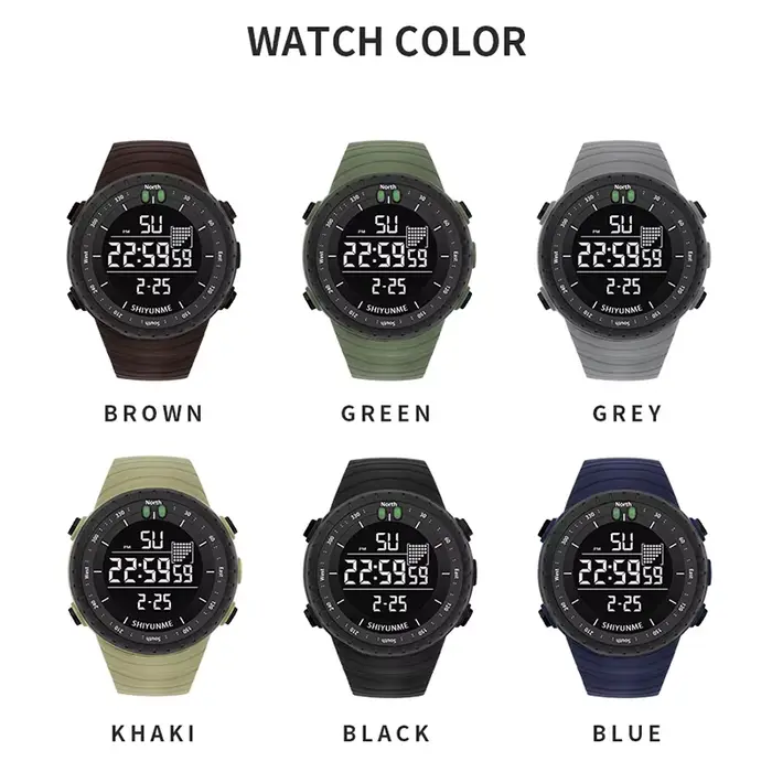 Montre sport étanche 50m avec affichage LED lumineux, chronographe, calendrier complet et alarme pour homme occasions spéciales