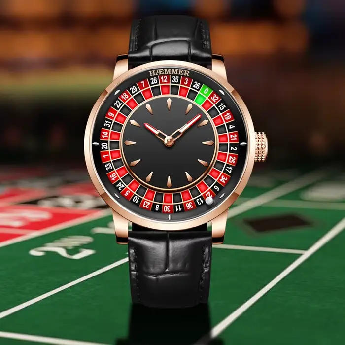 HAEMMER Design haut de gamme nouvelle montre mécanique NH35 cadran rotatif Las Vegas Roulette thème de bureau
