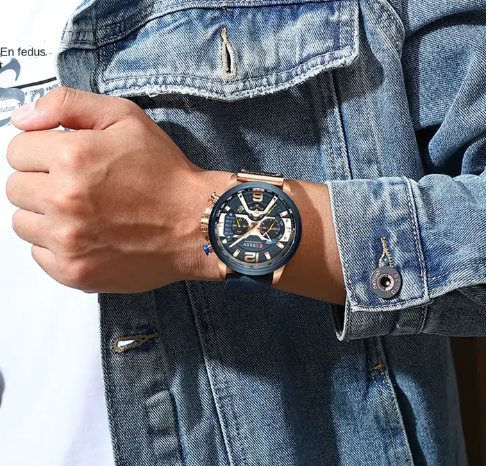 Montre sportive décontractée Curren en cuir avec fonction chronographe et résistance à l'eau pour homme occasions quotidiennes et sportives