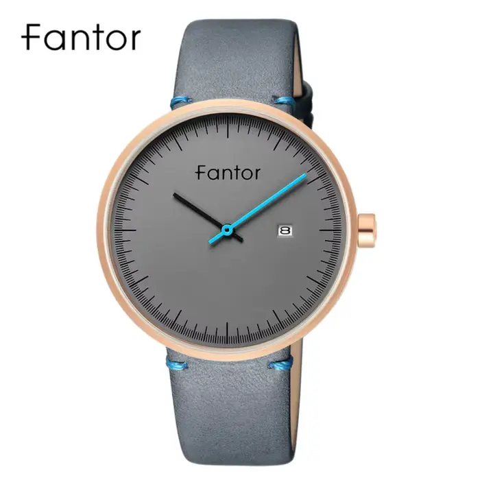 Montre Fantor à Quartz Homme Résistante à L'eau Bracelet en Cuir Occasions Spéciales