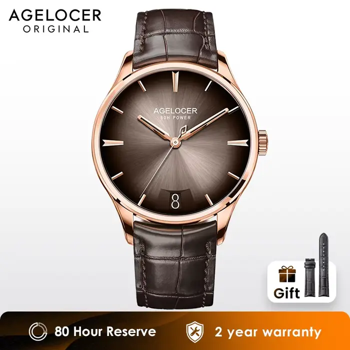 Montre AGELOCER Original Budapest pour homme, montre de luxe en or, grand calendrier, automatique, mécanique, cadeau d'anniversaire pour homme