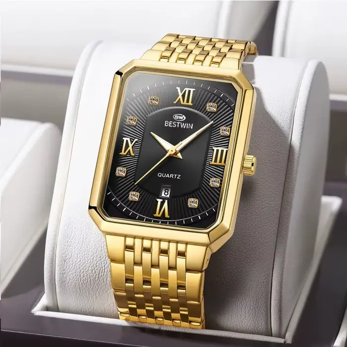 Carré Date 2025 hommes or montres or acier inoxydable