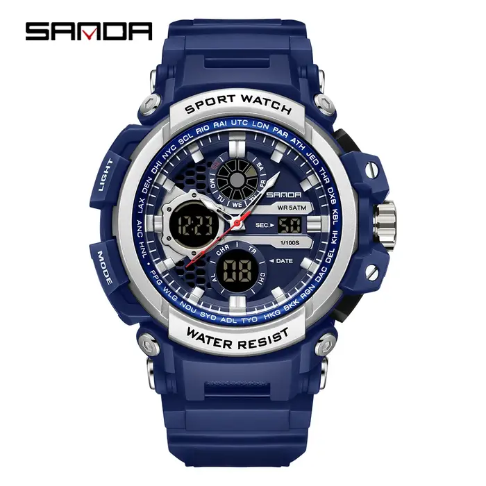 Nouvelle Montre Électronique SANDA 3390 Élégante et Luxe Pour Homme Occasions Spéciales Plage Bureau Multifonctionnelle