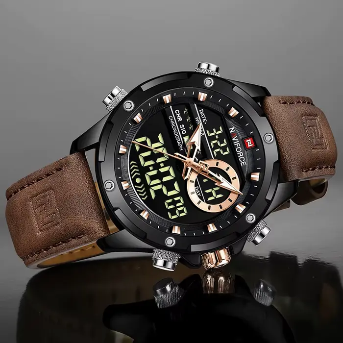 Montre militaire étanche homme avec cadran lumineux et fonction LED pour activités sportives et exploration