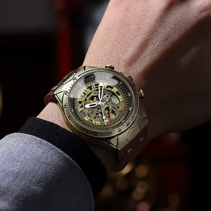 BINBOND A275 montre mécanique automatique originale pour hommes étanche rétro Tourbillon cristal verre