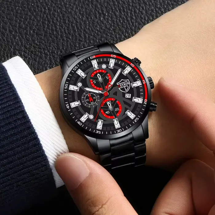 Montre de sport à quartz noire pour homme