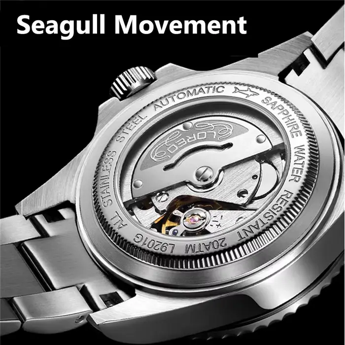 Montre LOREO de luxe homme automatique avec résistance à l'eau pour plongeurs et occasions spéciales