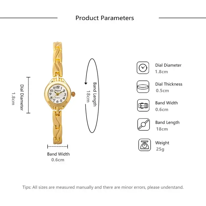 Montre de luxe plaquée or pour femmes
