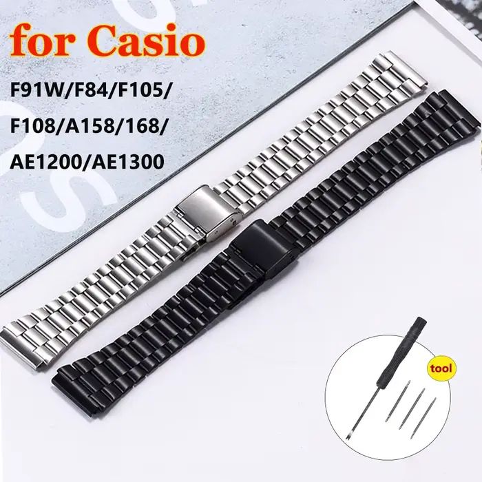 Bracelet de montre pour Casio F-91W F105 F108 A158W A168 AE1200 AE1300