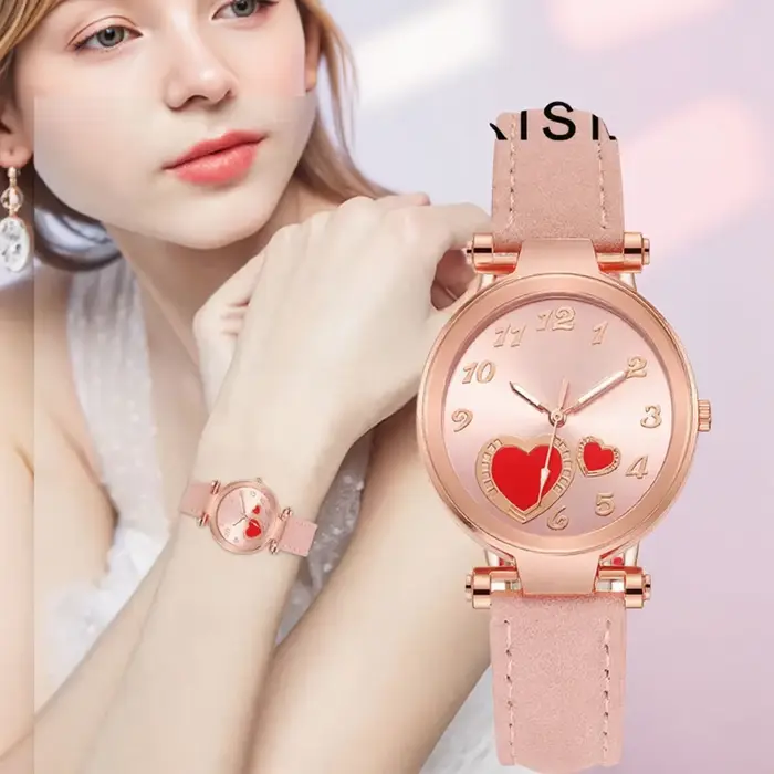Femmes montre de mode coeur de pêche