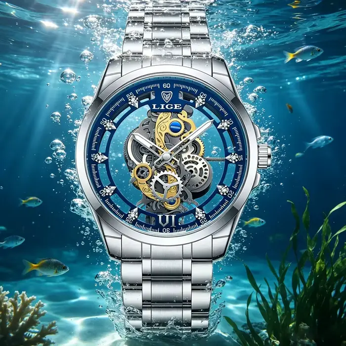 Nouvelle Montre Homme LIGE Squelette Quartz