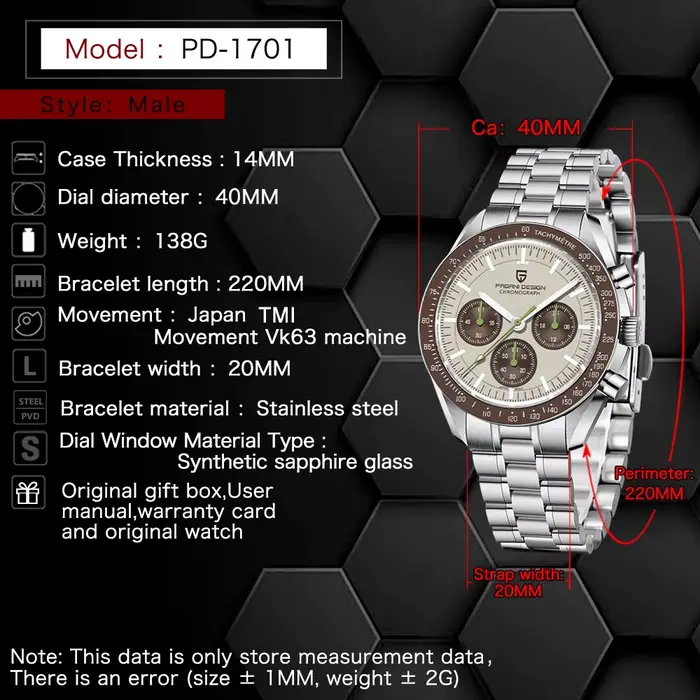 PAGANI DESIGN – montre à Quartz pour hommes