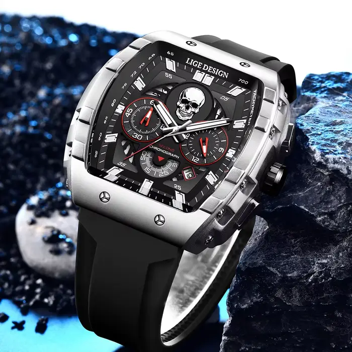 Montre homme LIGE, cadran squelette