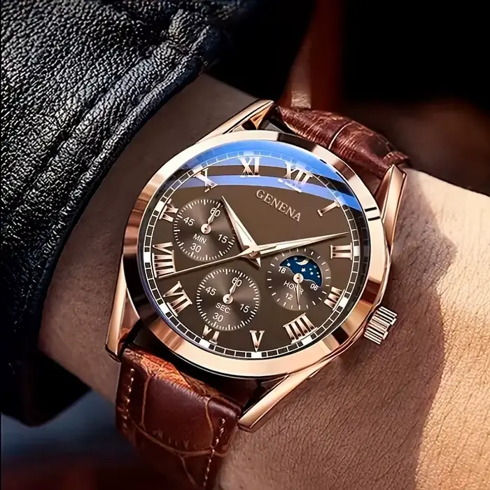 Montre à quartz pour hommes d'affaires et décontractée