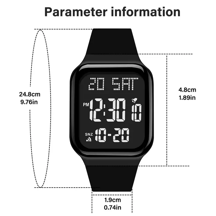 Montre d'étudiant mode montre de sport décontractée LED lumineux étanche affichage numérique montre 