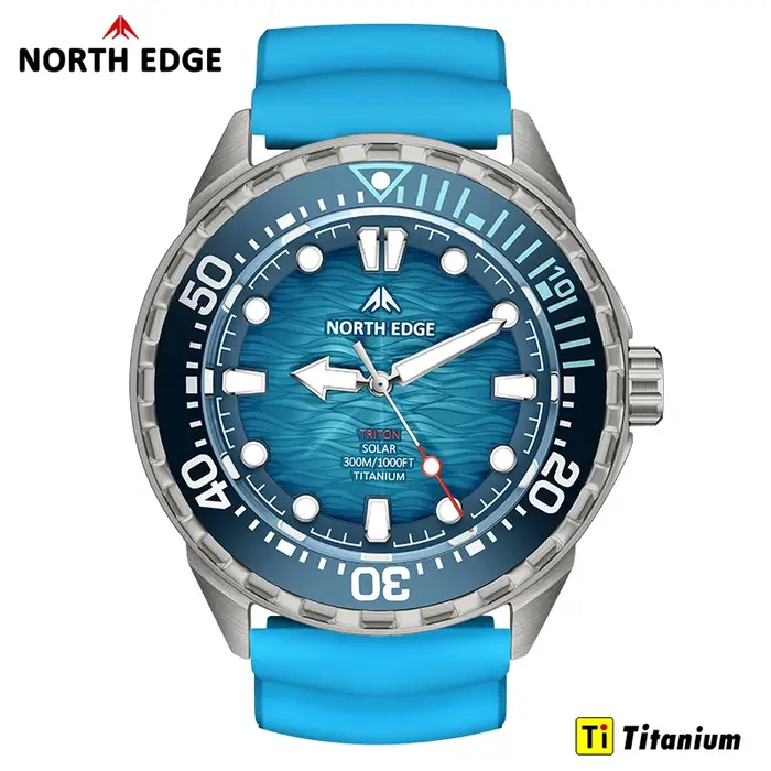 Montre de plongée solaire en titane et acier inoxydable NORTH EDGE TRITON-TI