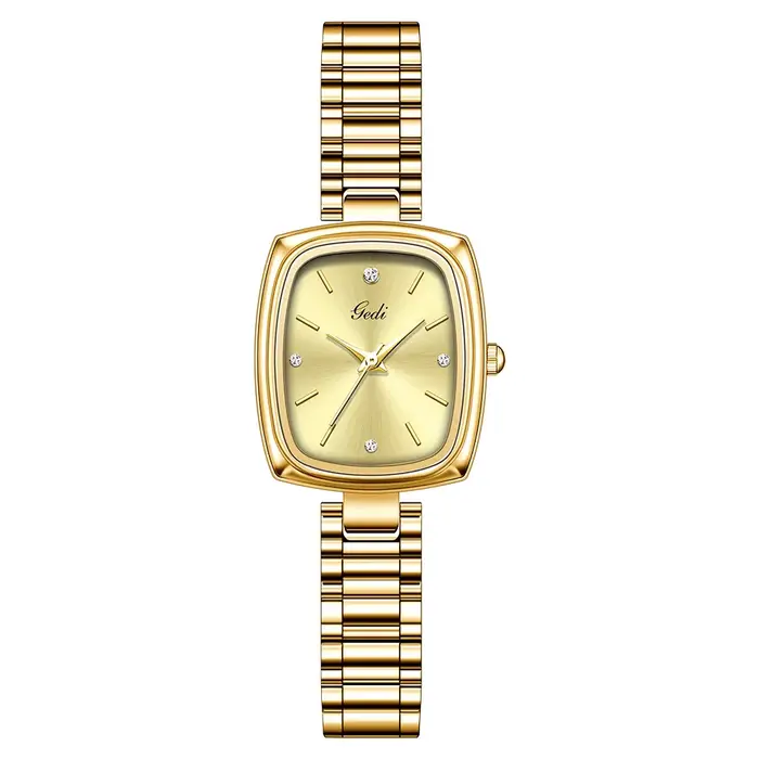Montre en or étanche pour femme, montre-bracelet à quartz, bande d'acier rétro simple, marque de lux