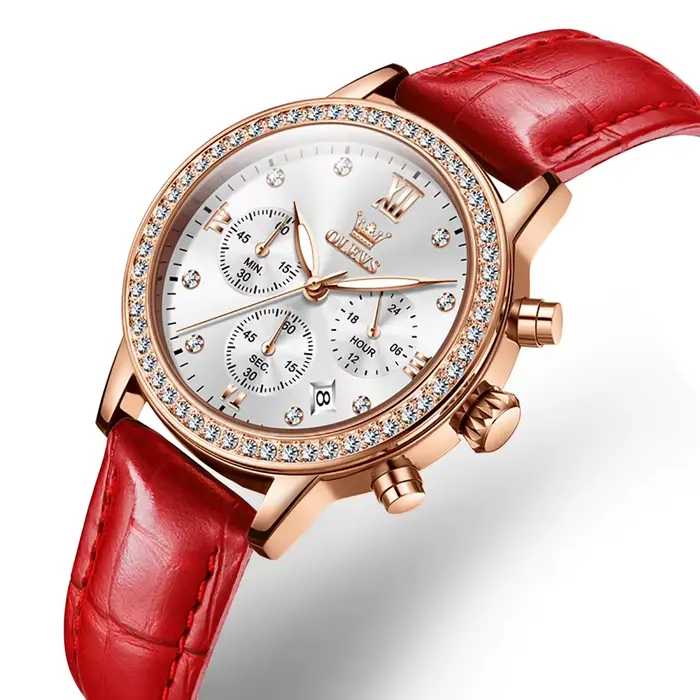 OLEVS mode diamant montres pour femmes marque de luxe boîtier en or Rose dames montre à Quartz brace