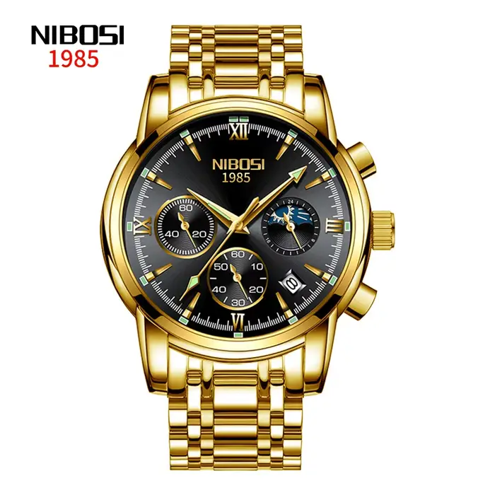 NIBOSI – montre-bracelet à Quartz pour hommes, marque de luxe, étanche, chronographe, décontractée, 