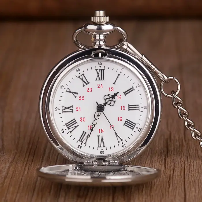 Montre de poche SHUHANG en acier inoxydable avec cadran numérique design vintage pour hommes occasions spéciales