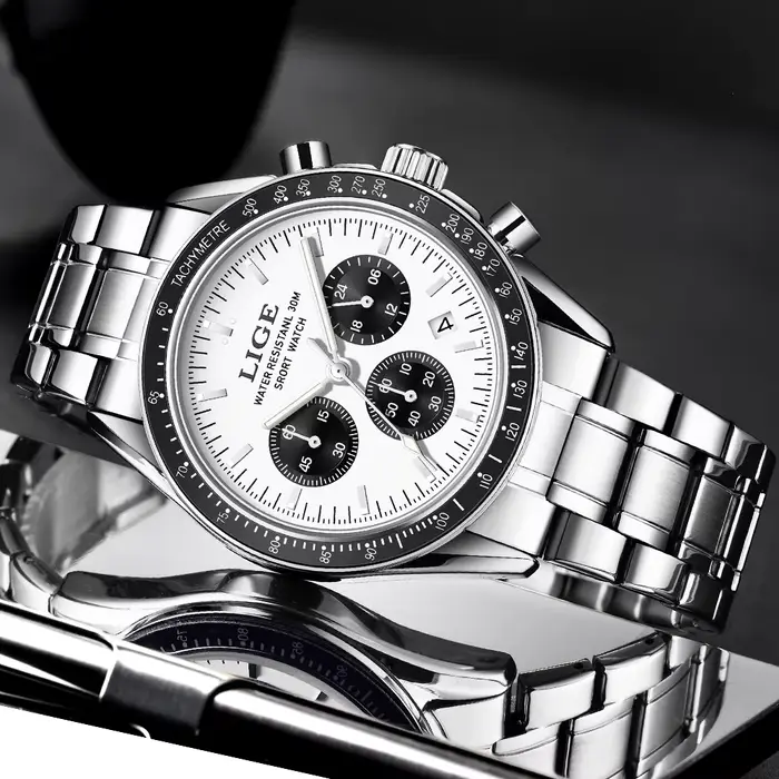 Montre à quartz étanche en acier inoxydable pour homme