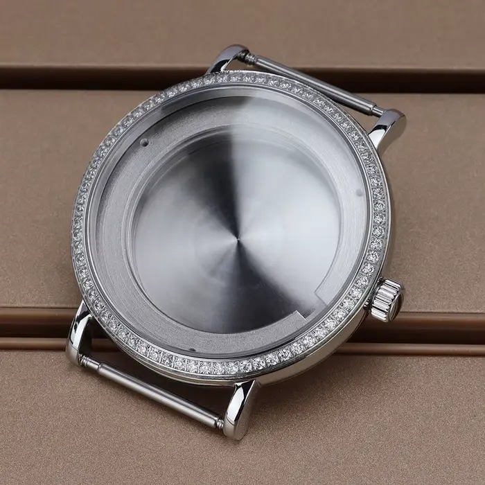 Boîtier de montre argenté de 40mm, en acier inoxydable, étanche, verre saphir bombé, adapté au mouve