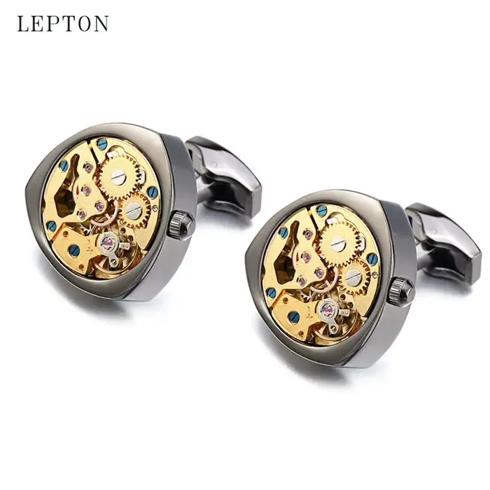 Boutons de manchette de mouvement de montre en or