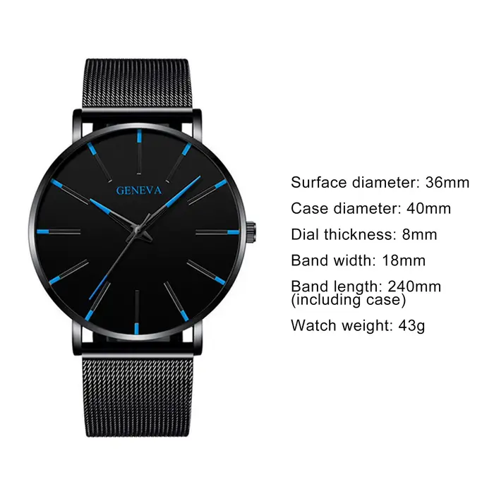 Montre genève minimaliste pour hommes