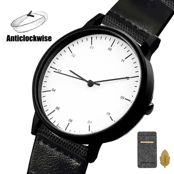 Montre à quartz dans le sens antihoraire