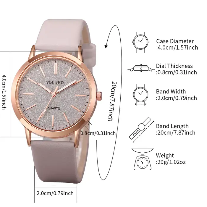 Montre à Quartz pour Femmes en Bronze Rose Décontractée Mode Cadran 40mm Occasions Spéciales