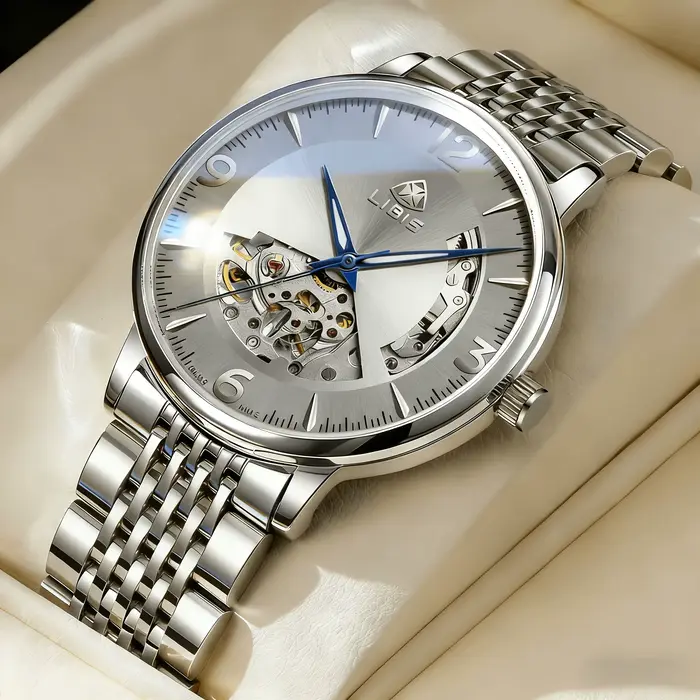 Nouvelle montre mécanique automatique pour homme, cadran squelette, lumineuse, étanche, bracelet en 