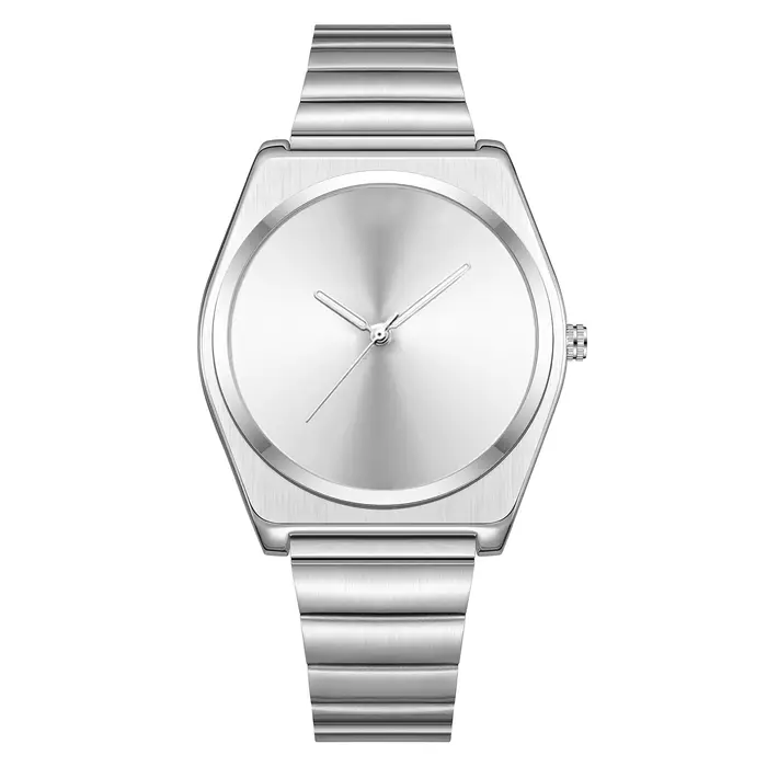 Montre à quartz pour homme, boîtier poli avec bracelet en acier inoxydable, design unique et tendanc