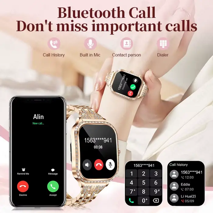 LIGE Nouvelle Montre Connectée de Luxe pour Femme