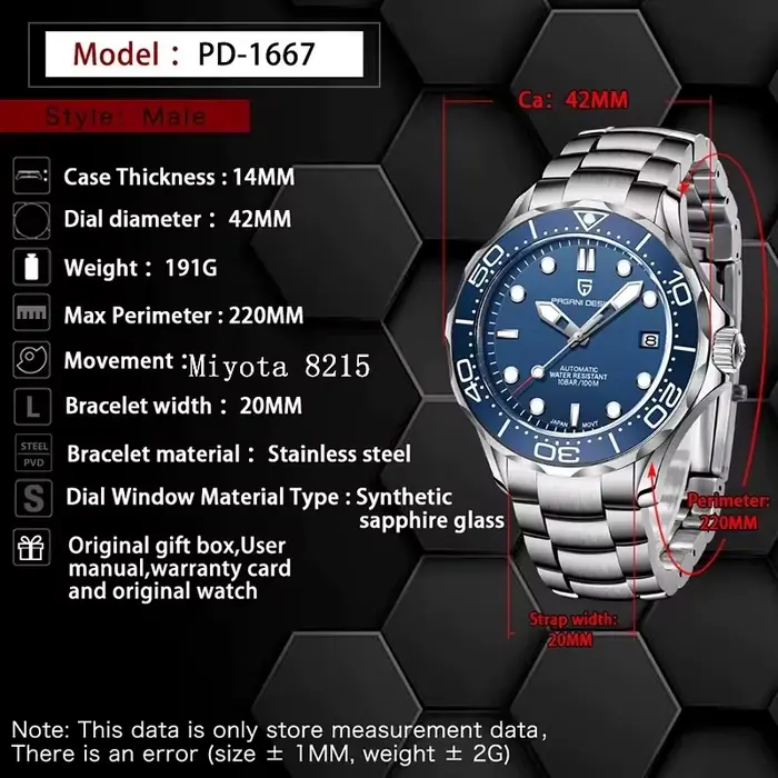 PAGANI DESIGN – montre-bracelet automatique pour hommes