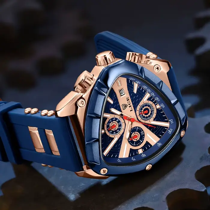 LIGE mode hommes montre Triangle chronographe militaire montre-bracelet Sport armée