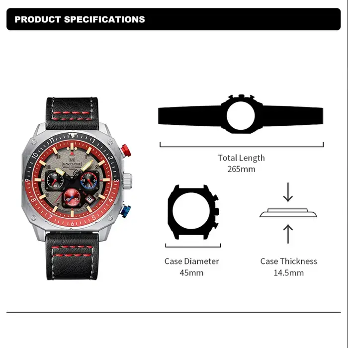 NAVIFORCE sport multifonction étanche montres pour hommes mode cuir marque de luxe Quartz analogique